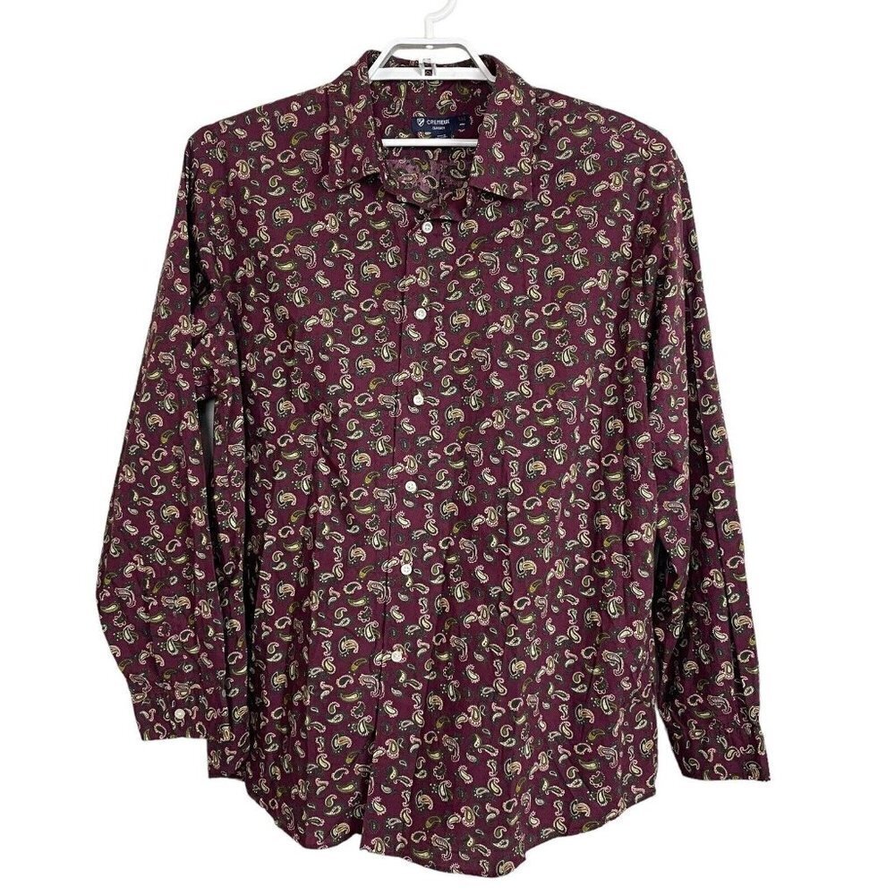 Cremieux Classics Maroon Green Paisley Long Sleeve Button Up Shirt Size XXL